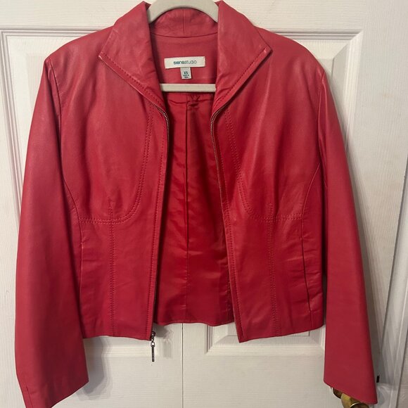 Siena Studio Pink 100% Leather Jacket Size XS - Barbie/Legally Blonde - Picture 1 of 5